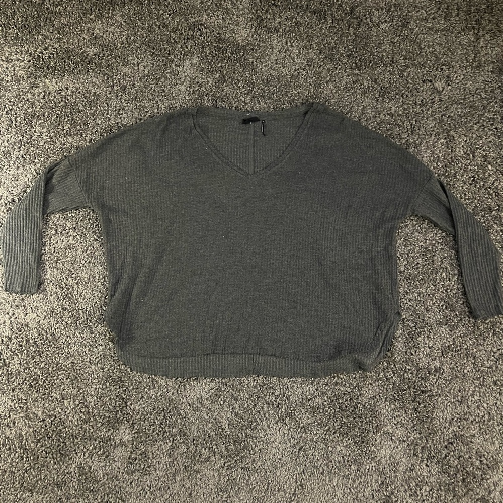 Women's Gray V-Neck Sweater